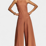 Belén Halter Neck Jumpsuit with Plunging Legs and Vibrant Drop