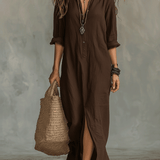 Melna boho maxi kleita ar pogām priekšā