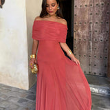 Dóra - Elegants Maxi Kleita Ar Acs Audumu
