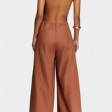 Belén Halter Neck Jumpsuit with Plunging Legs and Vibrant Drop