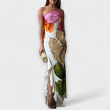 Sapphire - Elegance Maxi Dress with Patchwork Design