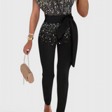 Layla One-Shoulder Jumpsuit with Sequins