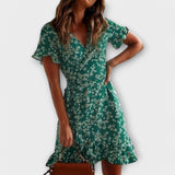 Nilsine - Zaļa boho stila īsā kleita