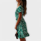 Nilsine - Zaļa boho stila īsā kleita