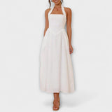 Lydia - Melna midi halter kleita ar akcentu viduklī