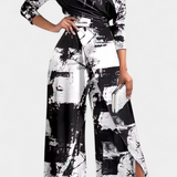 Brina Mono Long Tie Dye with Open Shoulders and Wide Legs with Slit