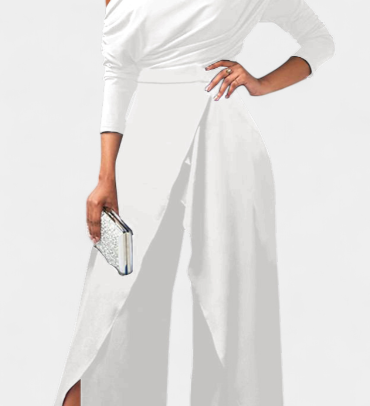Brina Mono Long Tie Dye with Open Shoulders and Wide Legs with Slit